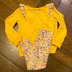 Carters 4T toddler girl matching fall floral outfit mustard yellow